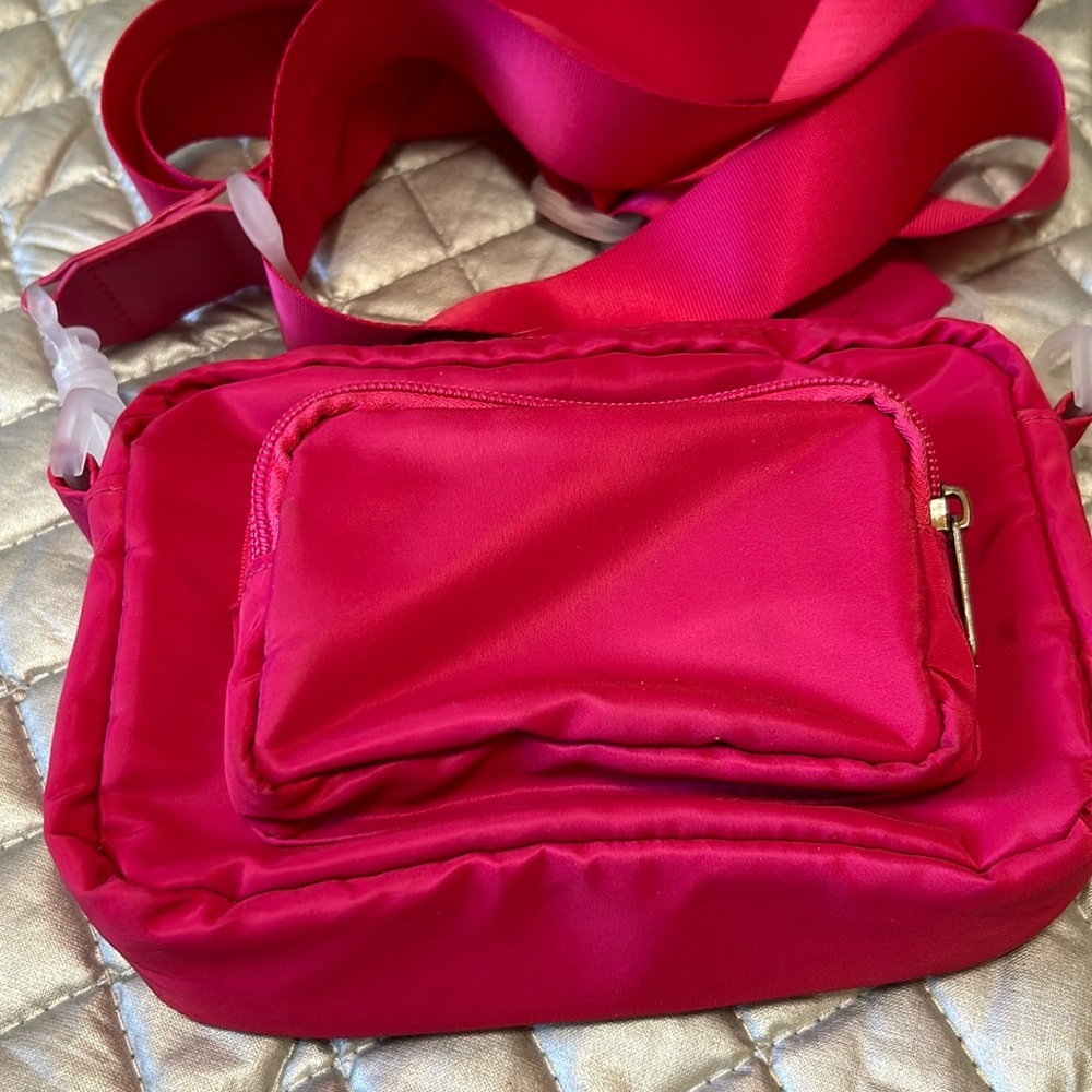 Art class hot pink belt bag with top zip and front pouch